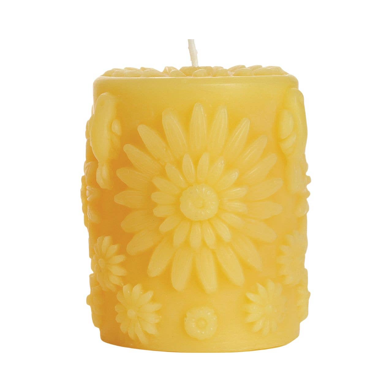 Pillar Candle – Pure Beeswax – Handcrafted Floral Design