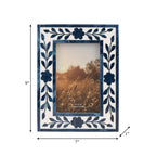 Photo Frame - Blue Resin/Wood Floral Petals, 4x6 in.
