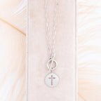 Cross Paperclip Toggle Necklace