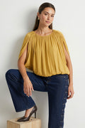 Grecian Drape Bubble Blouse