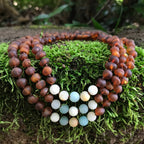 Amazonite + Raw Baltic Amber Beaded Necklace: Standard Hang Tag / 10-11 inches