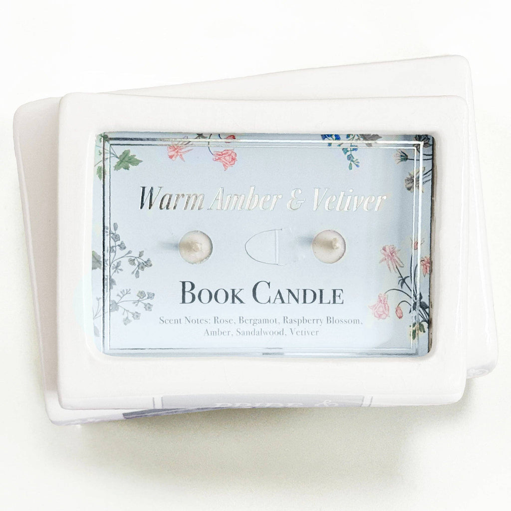 2-Piece Ceramic Stacked Book Candle Set