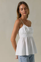 WHITE FLARE PEPLUM TOP