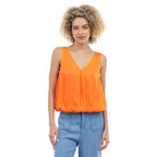 Sleeveless V-Neck Bubble Top