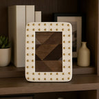 Photo Frame - Ivory/Gold Resin Brass Dot Border, 4x6 in.
