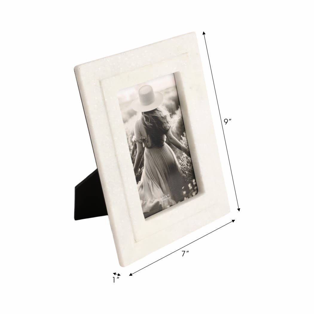 Marble Modern Beveled Edges Photo Frame - White, 4x6 in.