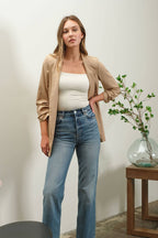 RUCHED SLEEVE BLAZER