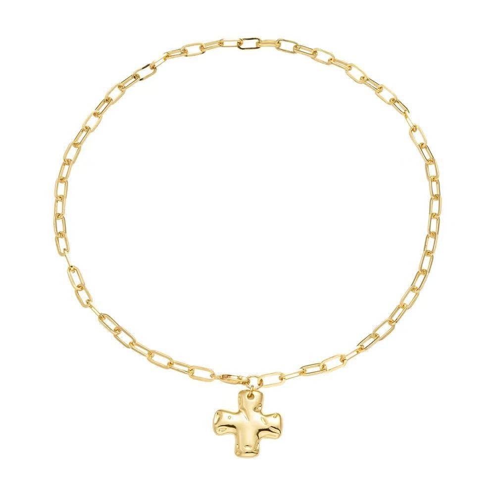 NOTABLE HAMMERED CROSS FRONT TOGGLE NECKLACE | 40NK9666