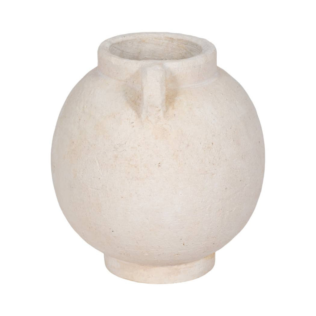 Ceramic Round Bulbous Handle Jug - White, 7 in.