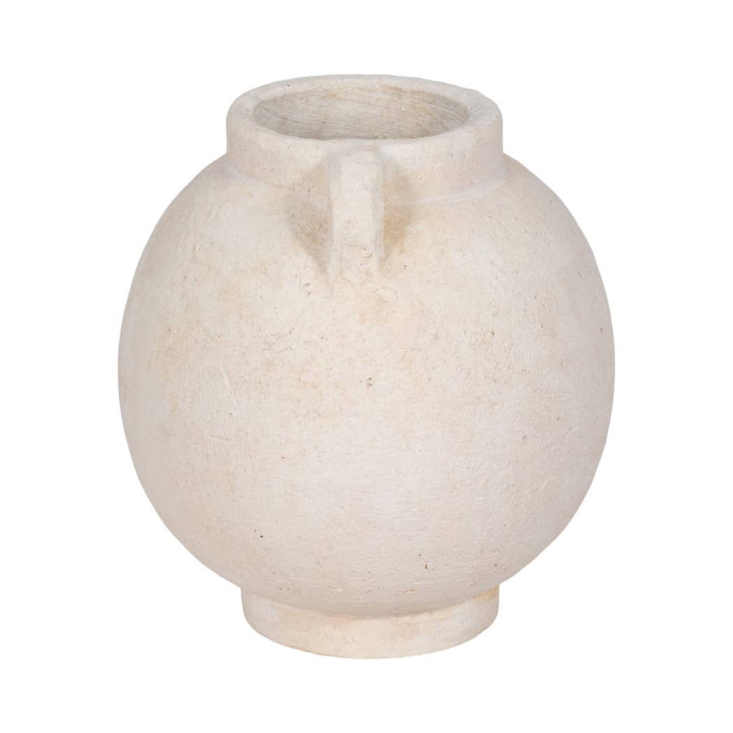 Ceramic Round Bulbous Handle Jug - White, 7 in.