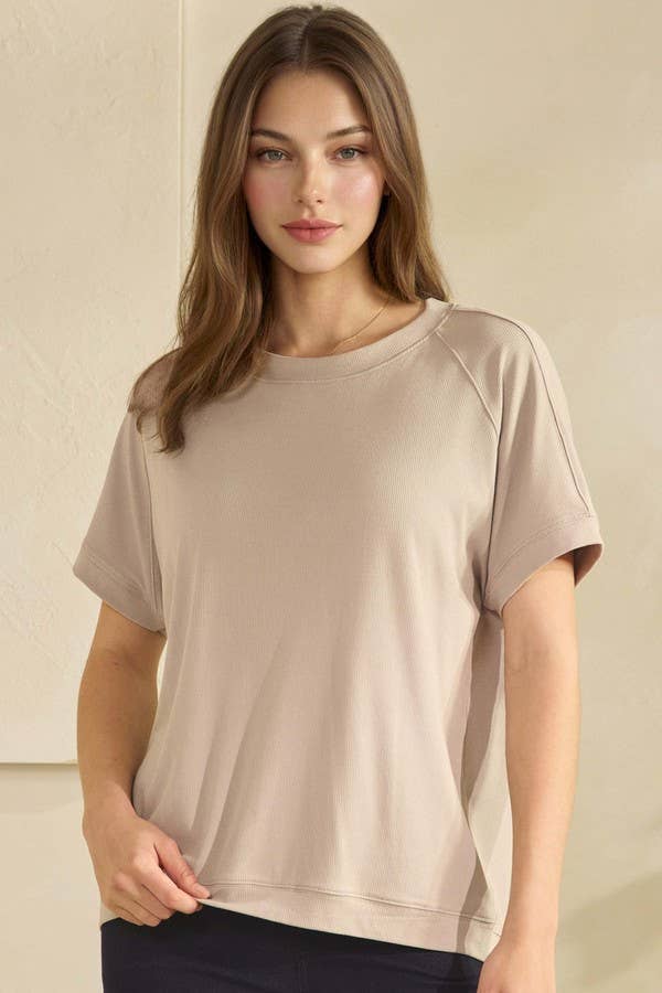 Everyday Soft Ribbed Loose Fit Short Sleeve Top