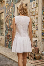 WHITE EYELET MINI DRESS