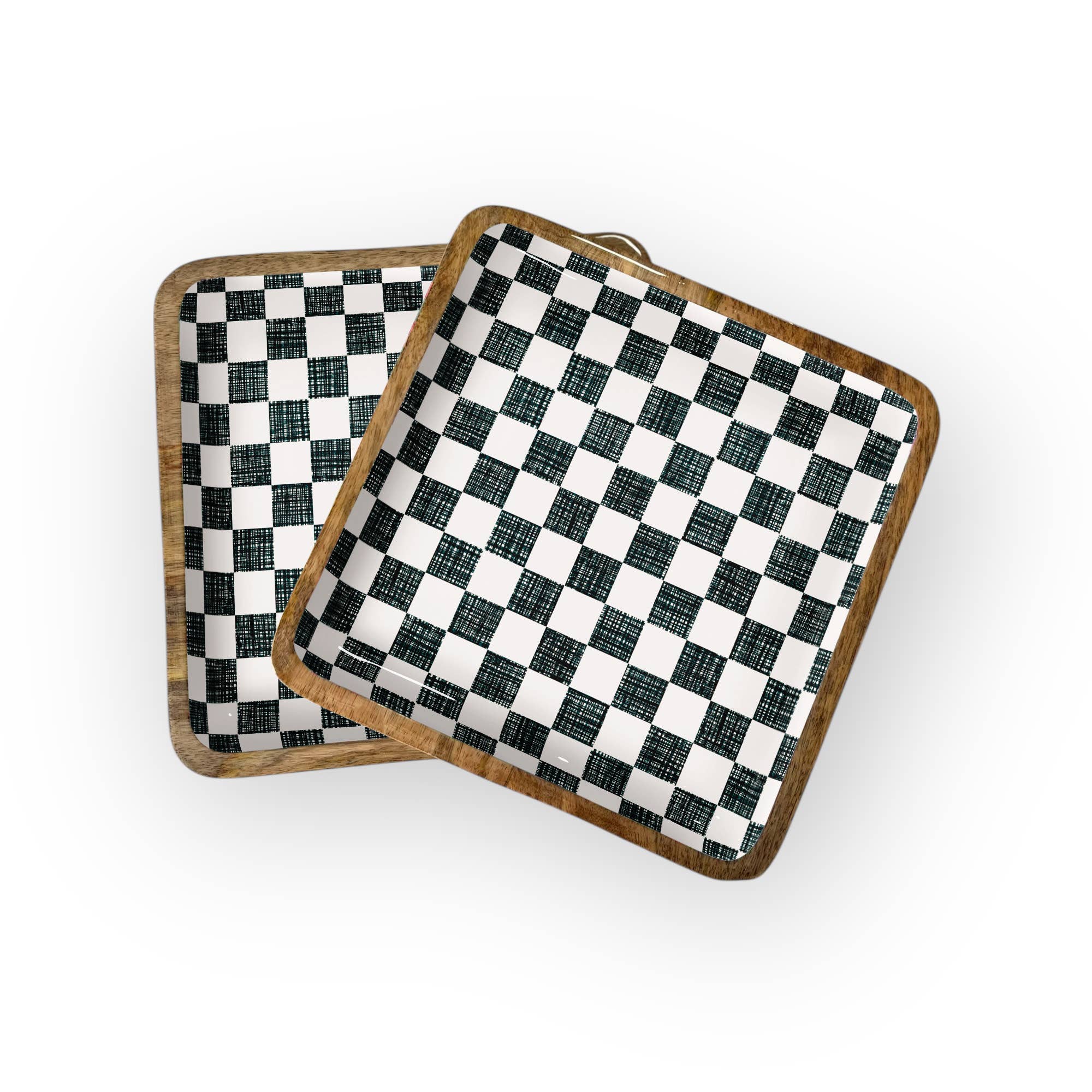 Black Check Square Trays