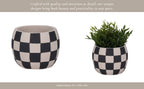 Planter - Black/White Pottery Checkerboard Rounded, 7 in.