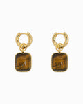 Square Semi Stone Drop Earrings