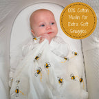 Baby Muslin Swaddle Blanket 47x47 Bee-utiful