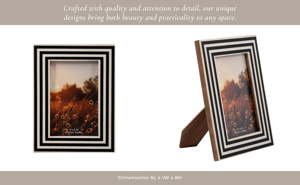 Photo Frame - Black Resin Modern Dimensional Lines, 4x6 in.