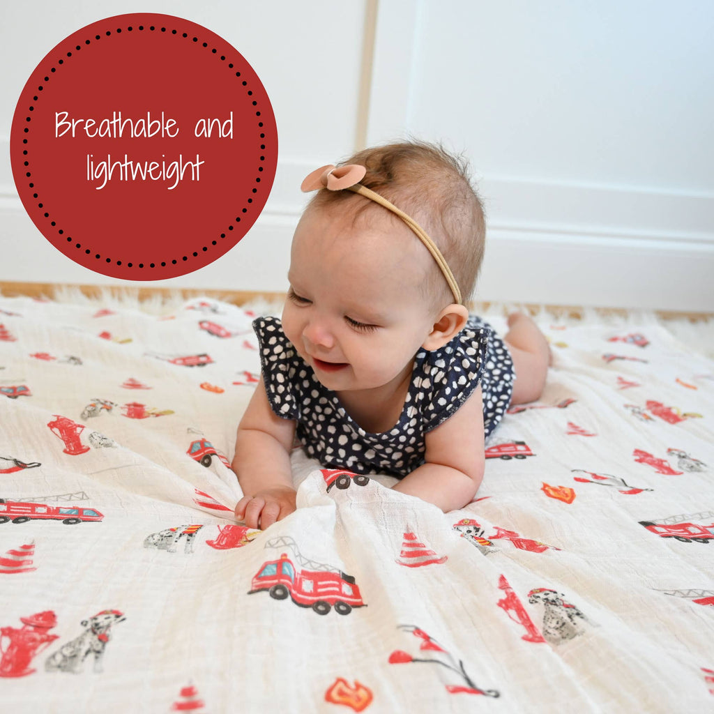 Baby Muslin Swaddle Blanket 47x47 Firehouse Fido