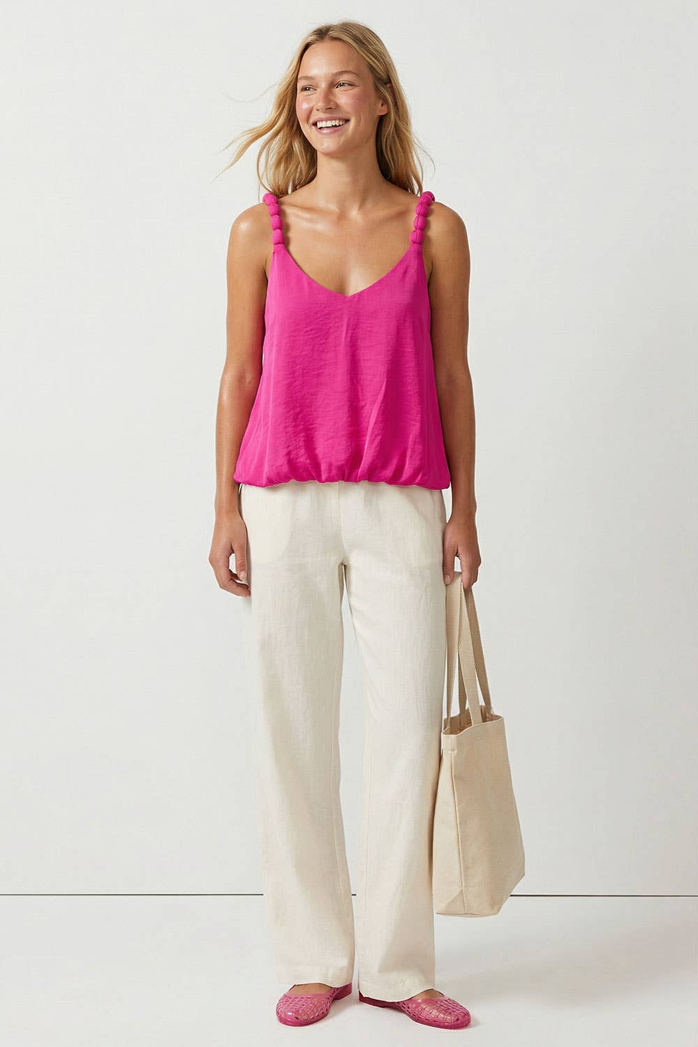 Billowy Strap Accent Tank Top