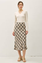 TARTAN PLAID MIDI SKIRT