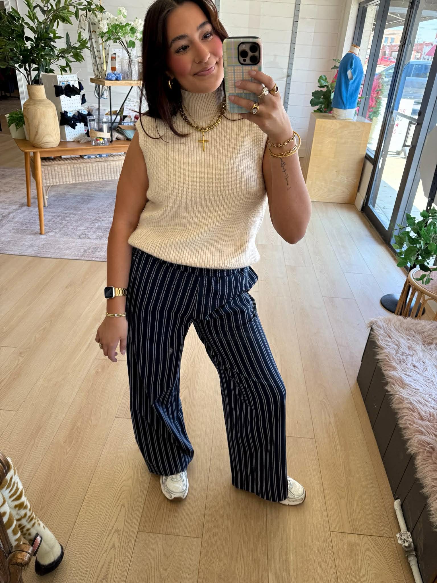 Cream High Neck Sweater