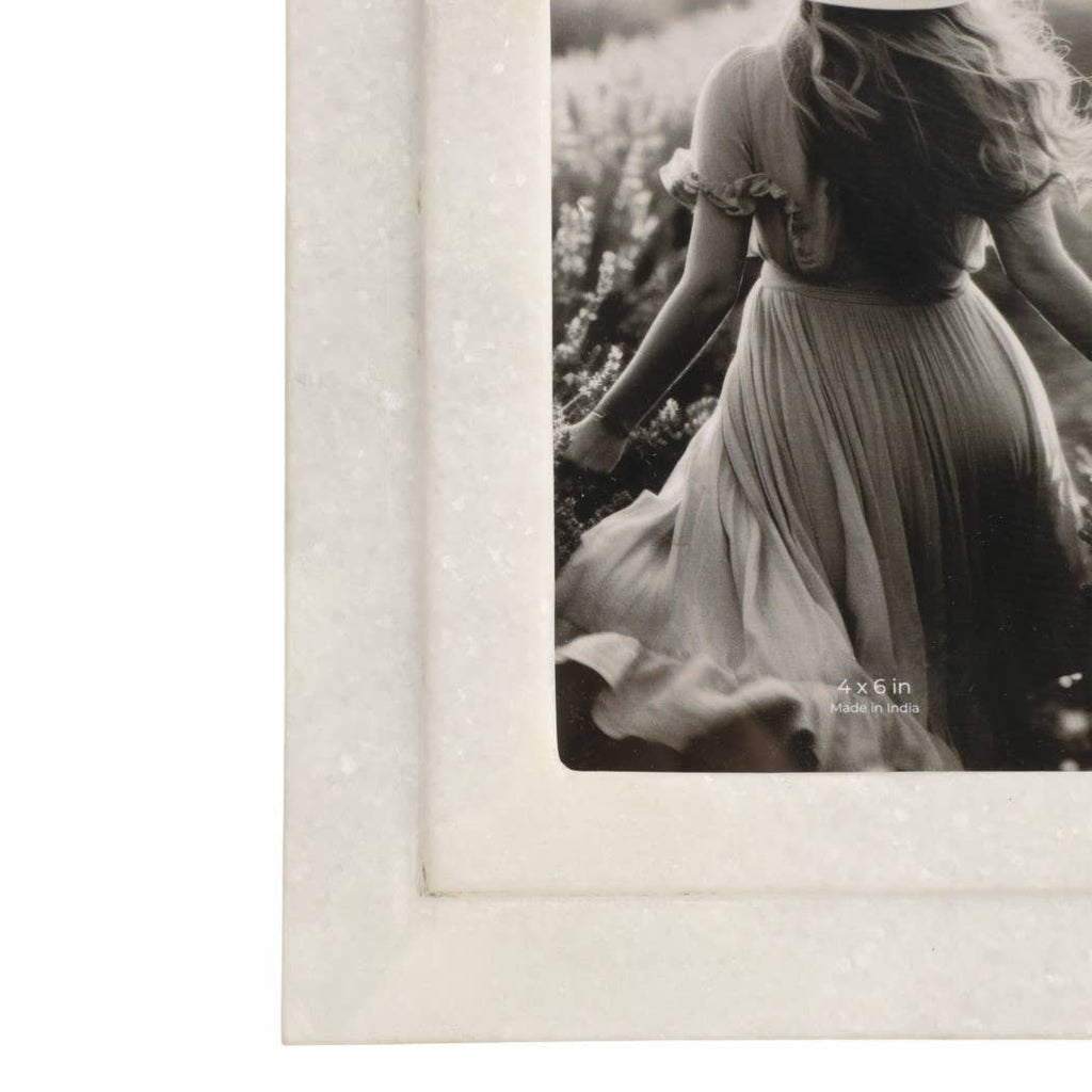 Marble Modern Beveled Edges Photo Frame - White, 4x6 in.