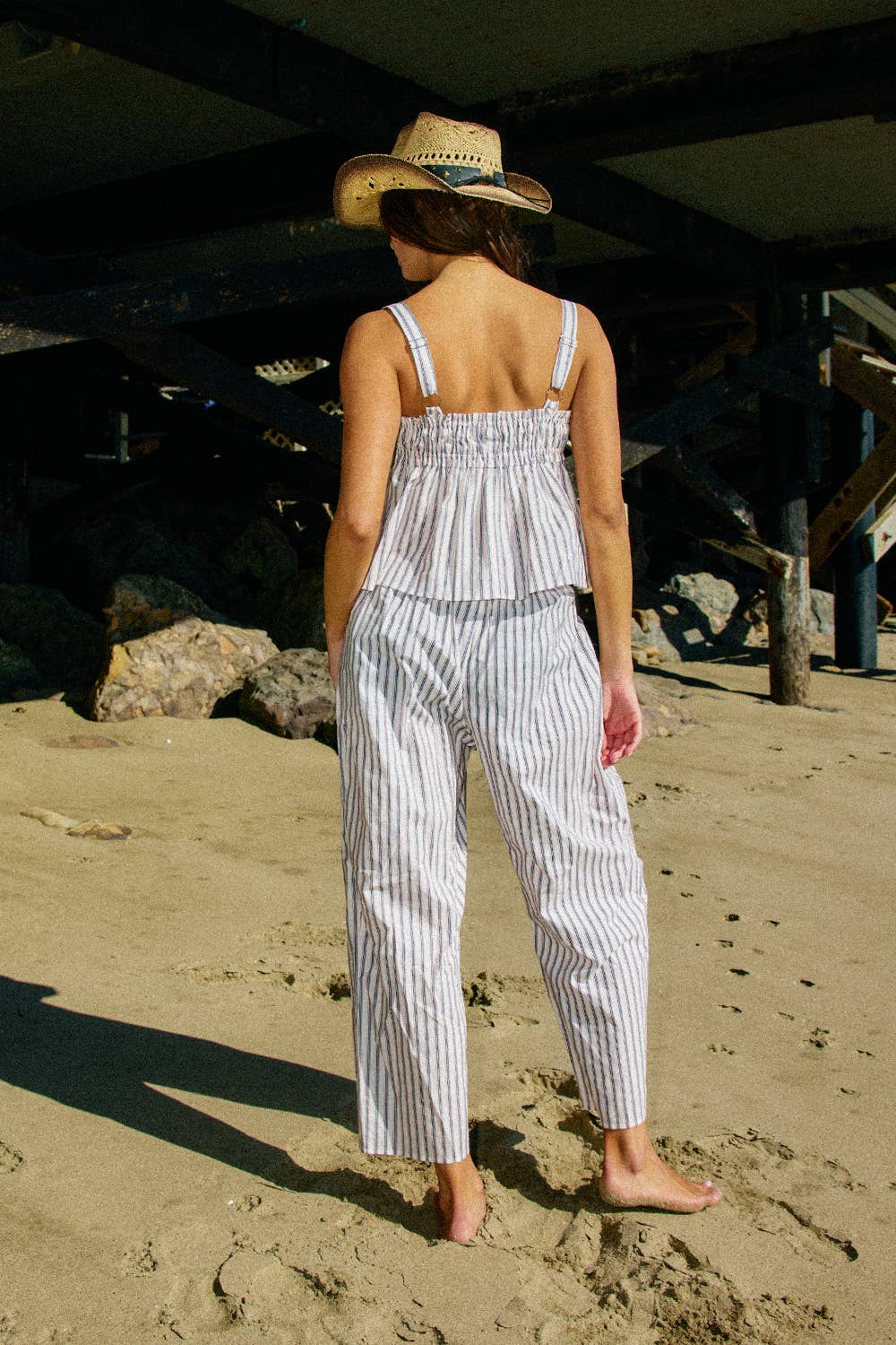 Contrast Drawstring Stripe Pants