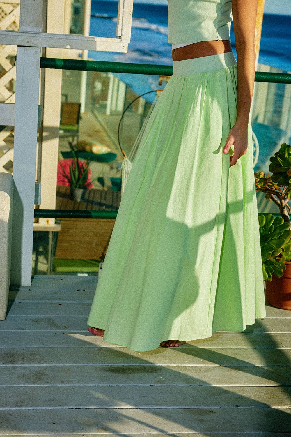 Ribbed Top & Flared Skirt Set
