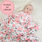 Baby Muslin Swaddle Blanket 47x47 Pretty in Peony