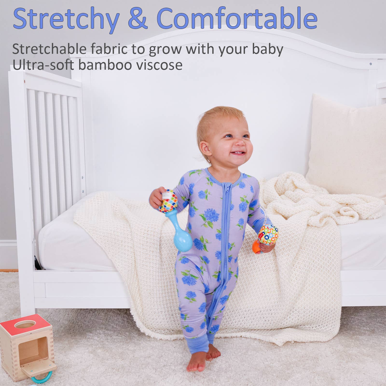 Bamboo Baby Convertible Zipper Pajama Hydrangea Floral