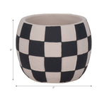 Planter - Black/White Pottery Checkerboard Rounded, 7 in.