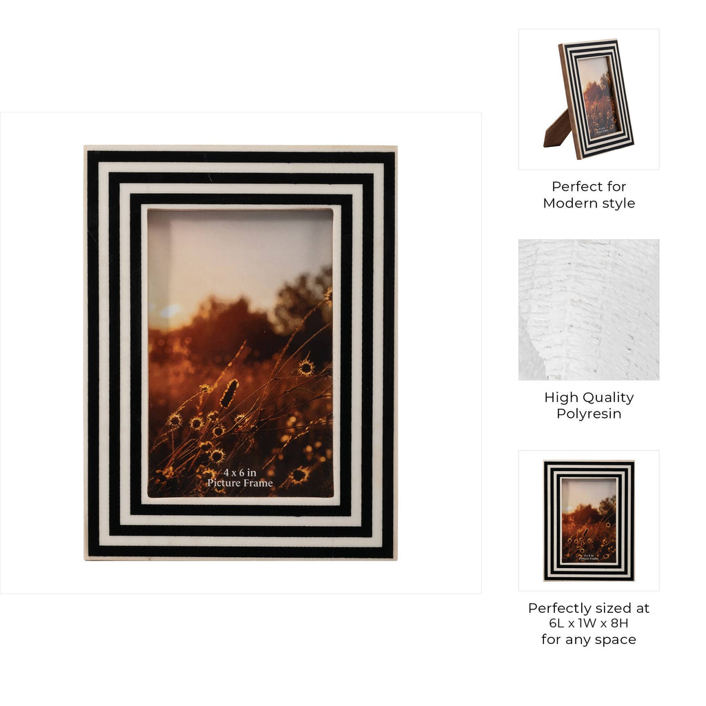 Photo Frame - Black Resin Modern Dimensional Lines, 4x6 in.