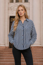 STRIPED COLLARED BTN DWN