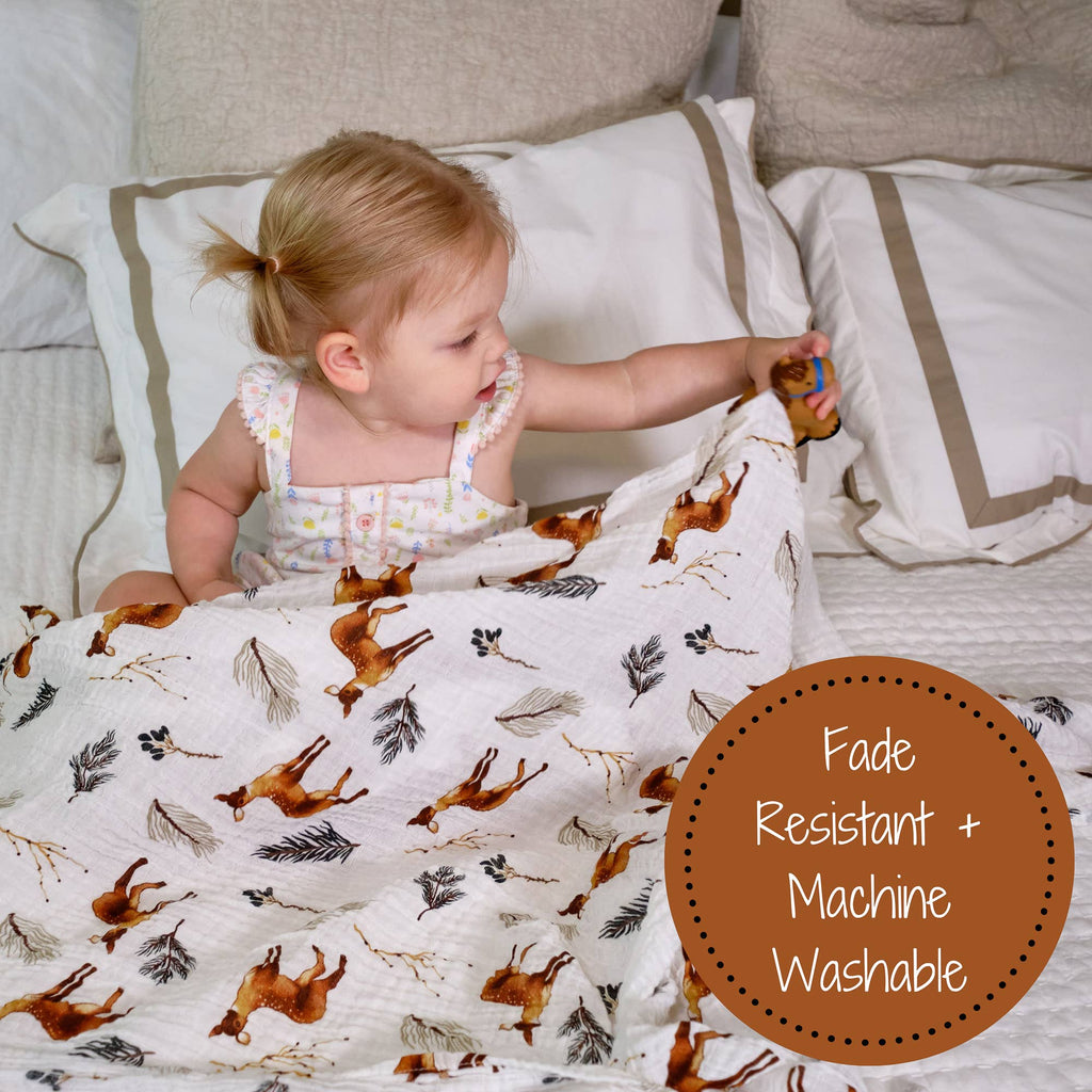 Baby Muslin Swaddle Blanket 47x47 Oh Deer