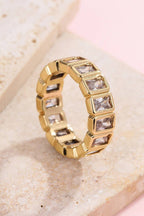 Gold Rhinestone Multi-Shape Eternity Stack Rings | 40R142