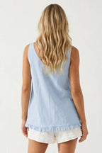 Ruffle Detail Shirt Tank Top