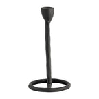 Metal Round Ring Taper Candle Holder - Black, 8 in.