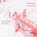 Bamboo Baby Convertible Ruffle Zipper Pajama Peony Floral