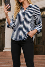 STRIPED COLLARED BTN DWN