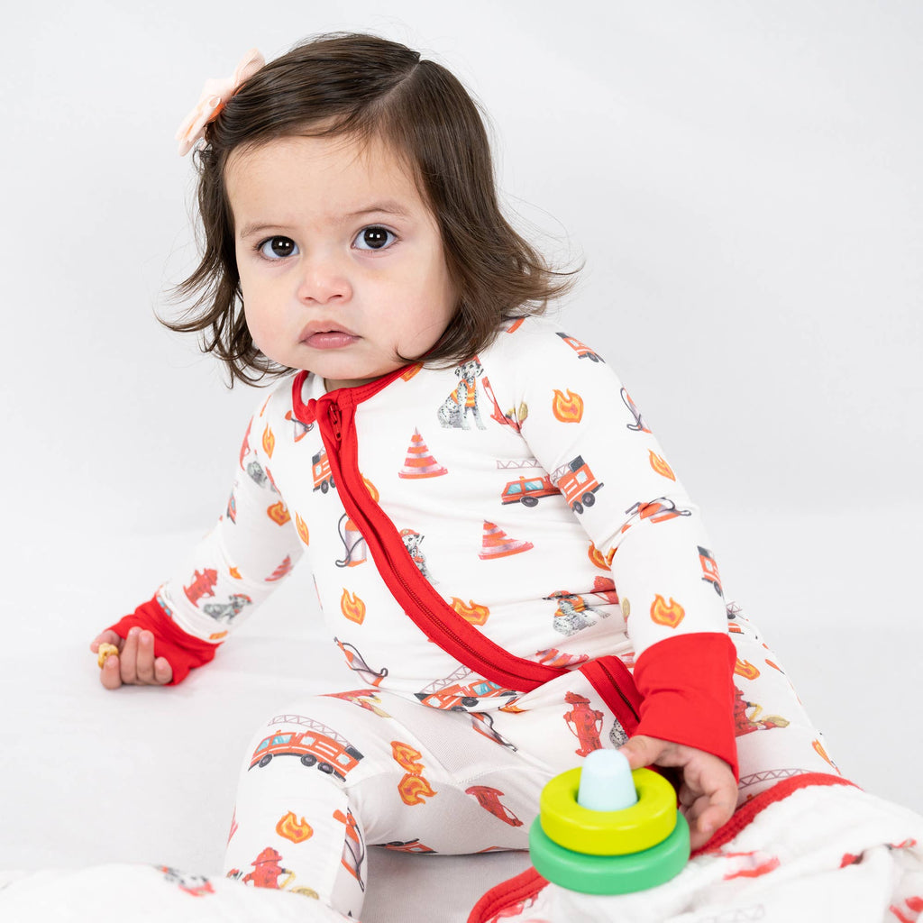 Bamboo Baby Convertible Zipper Pajama Firehouse Fido