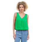 Sleeveless V-Neck Bubble Top