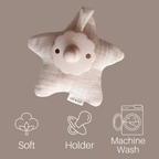 Star Pacifier Holder Soft Cuddly Binky Toy (Muslin Ivory)