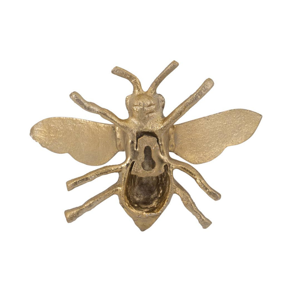 Figurine - Gold Metal Decorative Solid Busy Bee, 8 in.