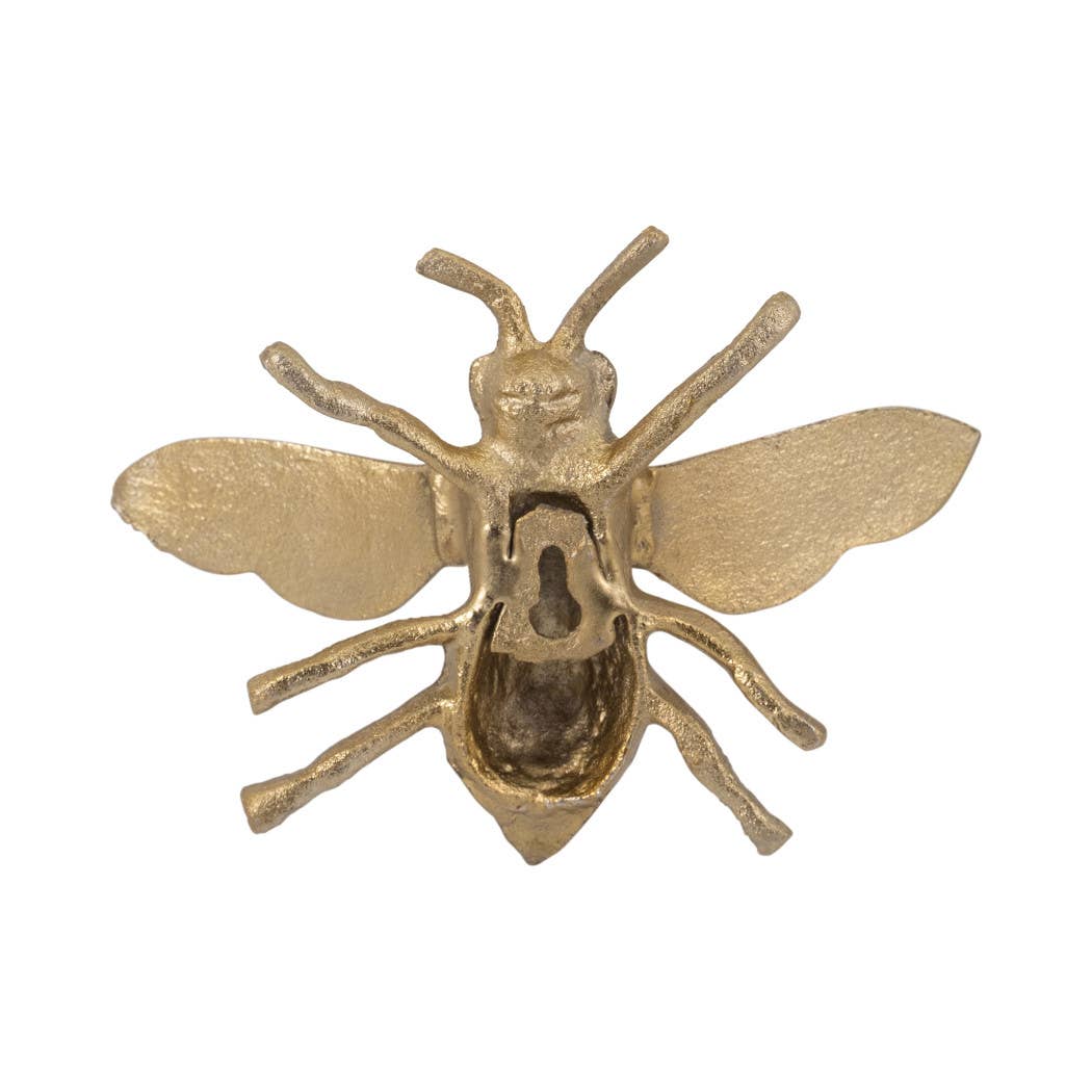 Figurine - Gold Metal Decorative Solid Busy Bee, 8 in.