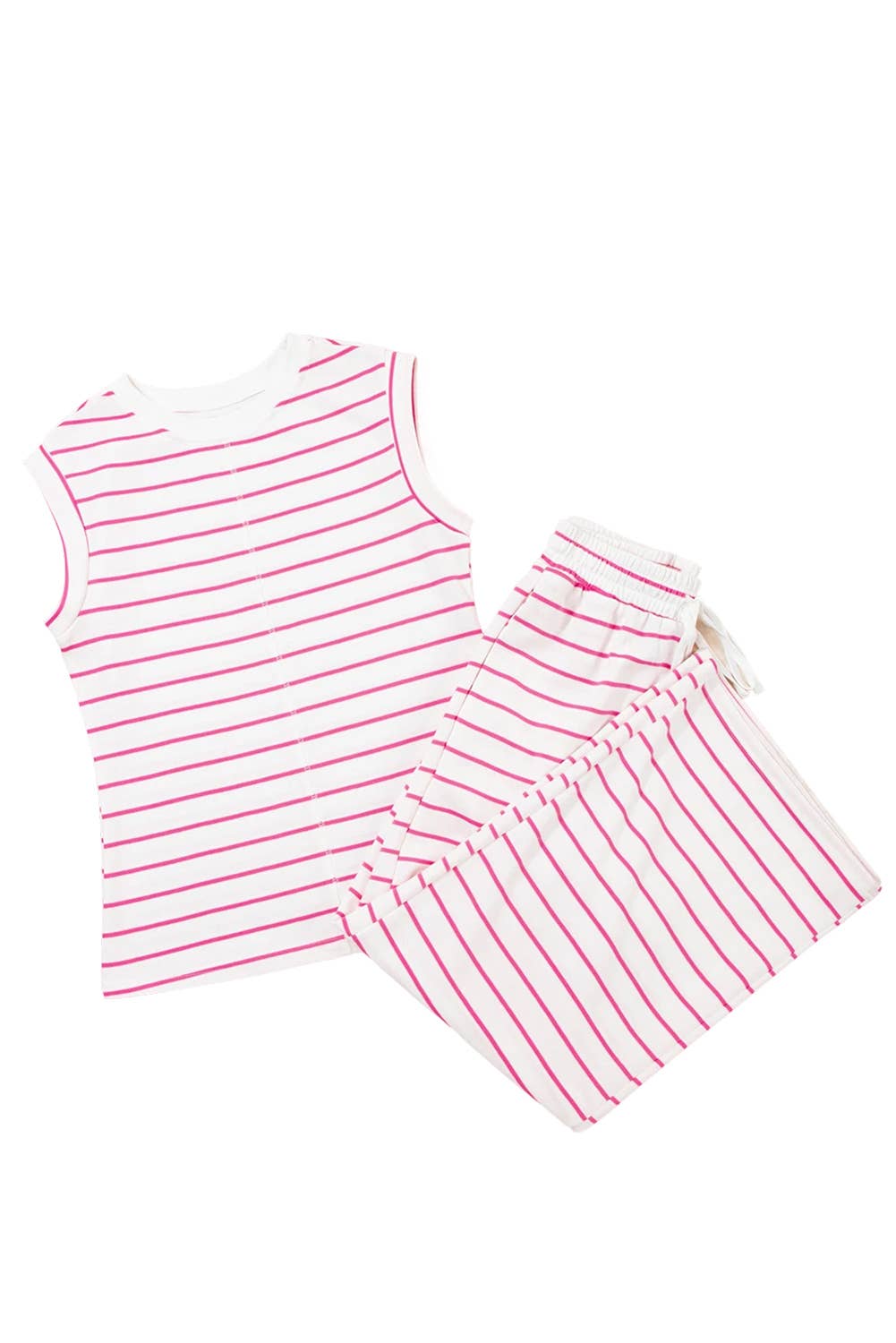 Striped Short Sleeve Two-Piece Set