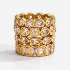 Gold Rhinestone Multi-Shape Eternity Stack Rings | 40R142