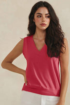LuxeAir Ribbed Relaxed V-Neck Tank Top