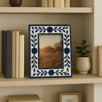 Photo Frame - Blue Resin/Wood Floral Petals, 4x6 in.