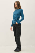 RIBBED BOAT NECK TOP