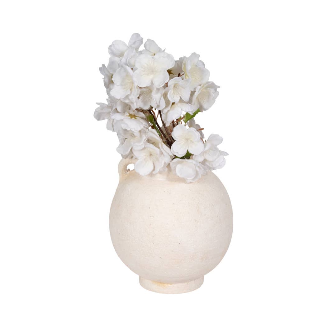 Ceramic Round Bulbous Handle Jug - White, 7 in.
